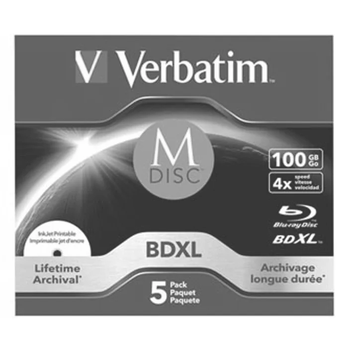 Główne zdjęcie produktu Verbatim MDISC, Lifetime archival BDXL, 100GB, jewel box, 43834, 4x, 5-pack