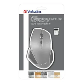 Verbatim Mysz Deluxe, 1600DPI, 2.4 [GHz], optyczna, 8kl., bezprzewodowa, szara, 2 szt AA