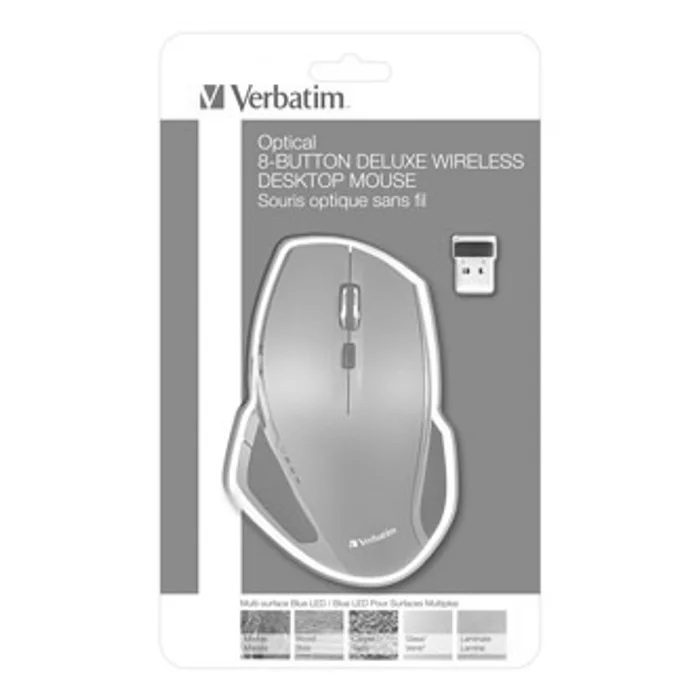 Główne zdjęcie produktu Verbatim Myš Deluxe, 1600DPI, 2.4 [GHz], optická, 8tl., 1 kolečko, bezdrátová, šedá, 2 ks