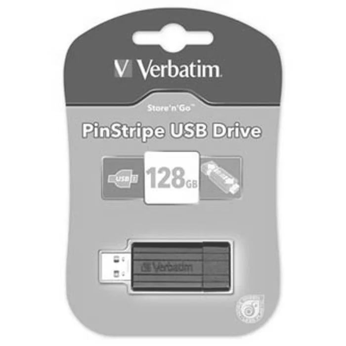 Główne zdjęcie produktu Verbatim USB flash disk, 2.0, 128GB, Pinstripe, černý, 49071
