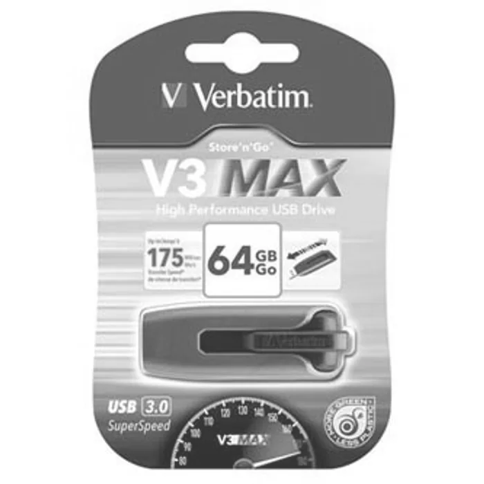 Główne zdjęcie produktu Verbatim USB flash disk, USB 3.0 (3.2 Gen 1), 64GB, V3 MAX, Store N Go, modrý, 49807, USB