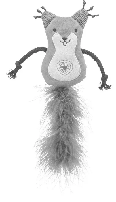 Główne zdjęcie produktu Veverka s peříčkovým ocasem, catnip, 12cm/24 cm, plyš
