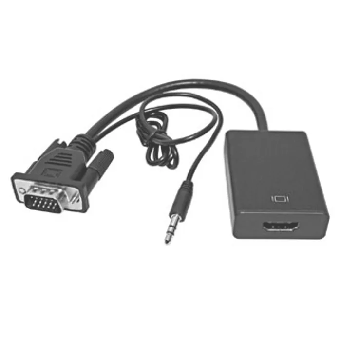Główne zdjęcie produktu Video Redukce, VGA-HDMI, VGA (15) M + Jack (3,5mm) M-HDMI F, 0, černá