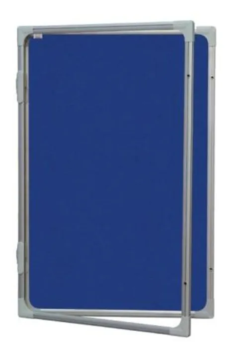Główne zdjęcie produktu Vitrína s vertikálním otevíráním 120x90cm, filcový modrý vnitřek, se zámkem