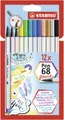 Marker fibrowy z elastyczną końcówką pędzelkową STABILO Pen 68 pędzelek - kpl. 12 szt
