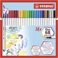Marker fibrowy z elastyczną końcówką pędzelkową STABILO Pen 68 pędzelek - kpl. 24 szt