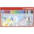 Marker włóknisty z elastyczną końcówką pędzelkową STABILO Pen 68 pędzelek - 25 szt. zestaw w puszce