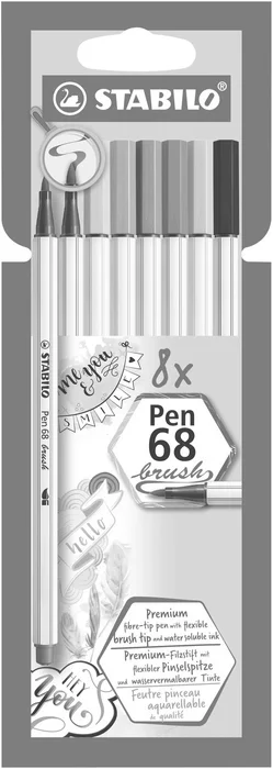 Główne zdjęcie produktu Vláknový fix s flexibilním štětcovým hrotem STABILO Pen 68 brush - 8 ks sada