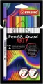 Marker włóknisty z elastyczną końcówką pędzelkową STABILO Pen 68 brush ARTY - kpl. 12 szt