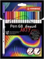 Marker fibrowy z elastyczną końcówką pędzelkową STABILO Pen 68 brush ARTY - op. 18 szt