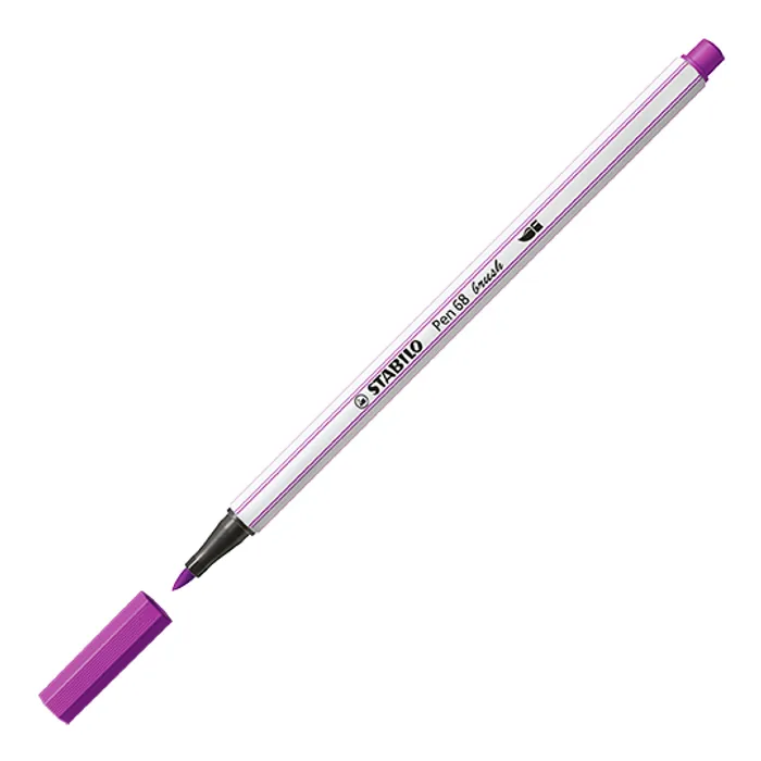 Główne zdjęcie produktu Vláknový fix s flexibilním štětcovým hrotem STABILO Pen 68 brush lila [1 ks]