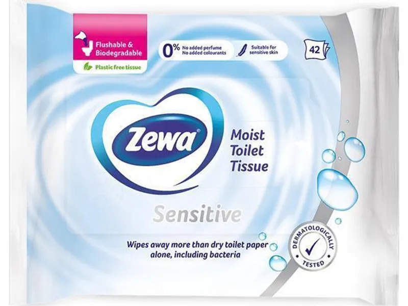 Główne zdjęcie produktu Vlhčený toaletní papír, 42ks, ZEWA, pure