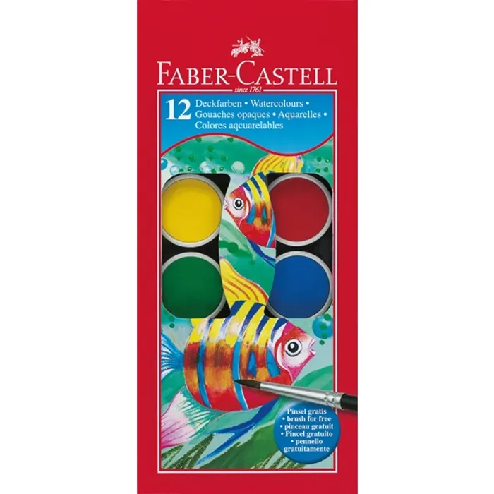 Główne zdjęcie produktu Vodové barvy 30mm, 12barev Faber Castell 125012