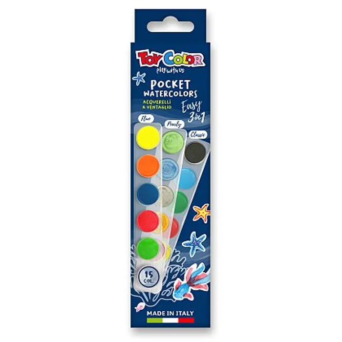 Główne zdjęcie produktu Vodové barvy Pasuto Toy Color - 15 barev, 22 mm