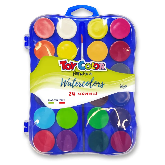 Główne zdjęcie produktu Vodové barvy Pasuto Toy Color - 24 barev, 30 mm