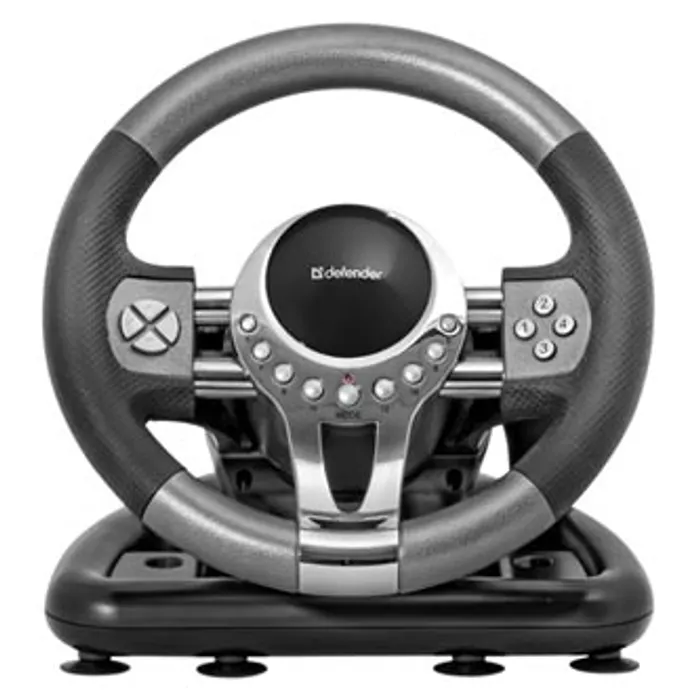 Główne zdjęcie produktu Volant Defender FORSAGE GTR, 12, USB, černo-šedý, s pedály, Windows 98/2000 / ME / XP / V