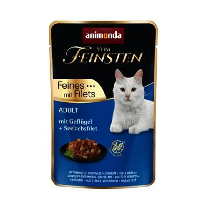 Główne zdjęcie produktu Vom Feinsten Adult FEINES m.Fillets - drůbeží + treska filet, kapsička pro kočky 85 g