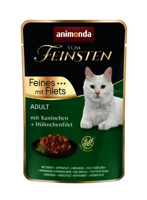 Główne zdjęcie produktu Vom Feinsten Adult FEINES m.Fillets - králík + kuřecí filet, kapsička pro kočky 85 g