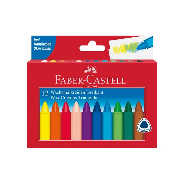 Główne zdjęcie produktu Voskovky Faber-Castell Wax Triangular Crayons 12 barev, trojhranné