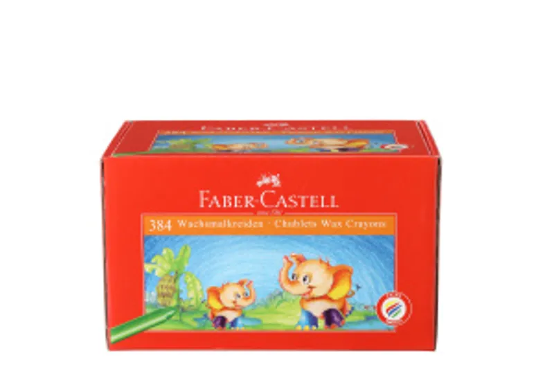Główne zdjęcie produktu Voskovky kulaté, krátké 12 barev, pap.krabička 384ks  Faber Castell 120047