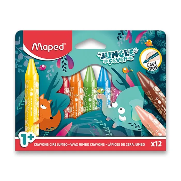Główne zdjęcie produktu Voskovky Maped Jungle Fever Jumbo 12 barev