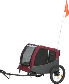 Wózek za rower, M: 66 × 74 × 76/136 cm, do 22 kg, szary/czerwony