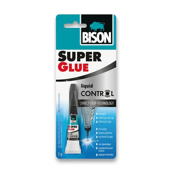 Główne zdjęcie produktu Vteřinové lepidlo Bison Super Glue Control 3 g