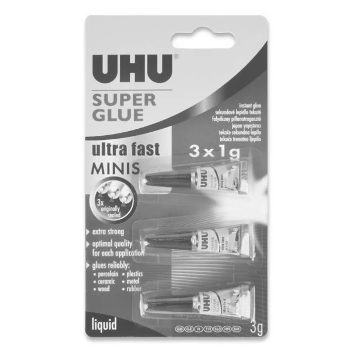 Główne zdjęcie produktu Vteřinové lepidlo UHU Super Glue Mini 3×1 g