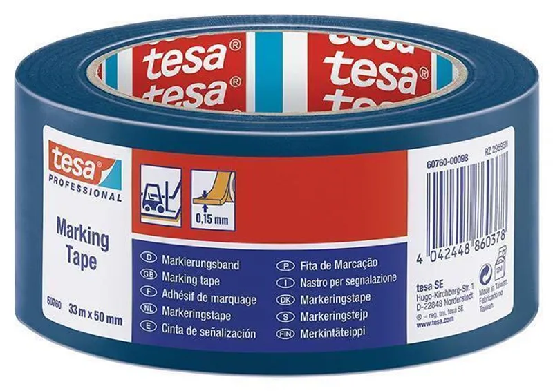 Główne zdjęcie produktu Vyznačovací páska na podlahy "Professional 60760", modrá, 50 mm x 33 m, TESA