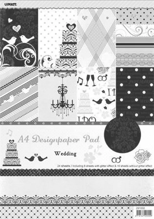 Główne zdjęcie produktu Vzorovaný karton Scrapbooking, A4, svatební motiv