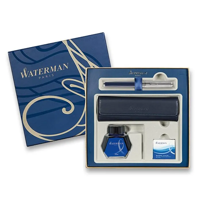 Główne zdjęcie produktu Waterman Exception Made in France DLX Blue CT plnicí pero, dárková kazeta s pouzdrem, inko