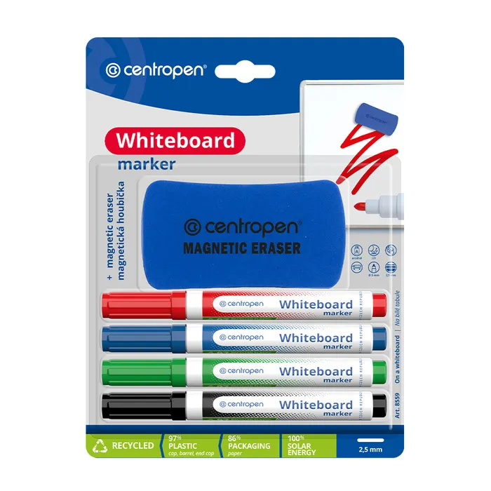 Główne zdjęcie produktu Whiteboard Marker 8559/4 + magnetická houbička