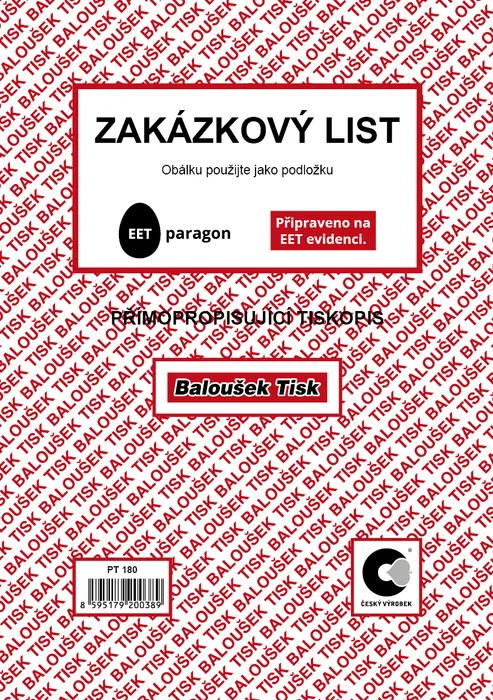 Główne zdjęcie produktu Zakázkový list A5 - EET PT180