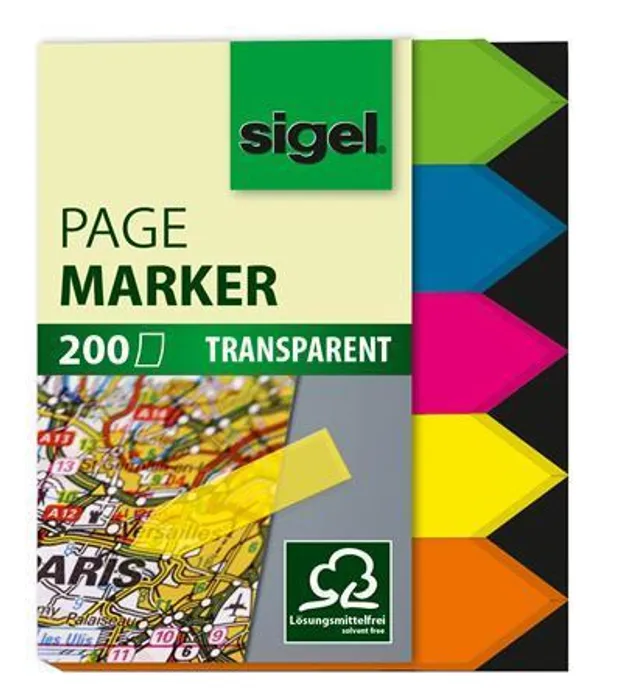 Główne zdjęcie produktu Záložky, 5x40 lístků, 12x45 mm SIGEL "Arrows", mix barev
