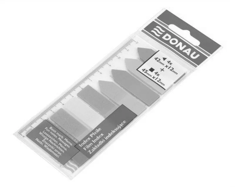 Główne zdjęcie produktu Záložky, okraj ve tvaru šipky, 8x25 lístků, 12x45/42 mm, DONAU, neonové barvy