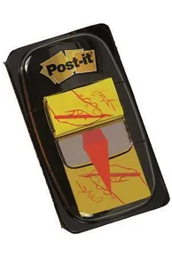 Zakładki do książek z magazynkiem, 50 kartek, 25x43 mm, żółte z grafiką, 3M POSTIT