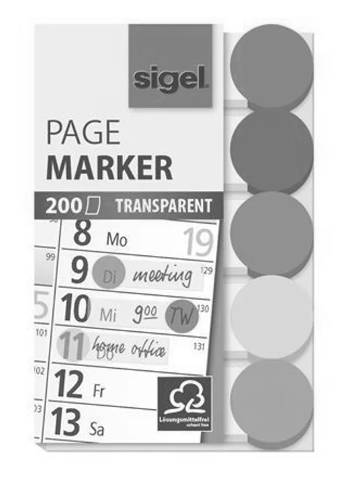 Główne zdjęcie produktu Záložky, transparentní s kolečkem, mix barev, 5x40 útržků, 50x12 mm, SIGEL