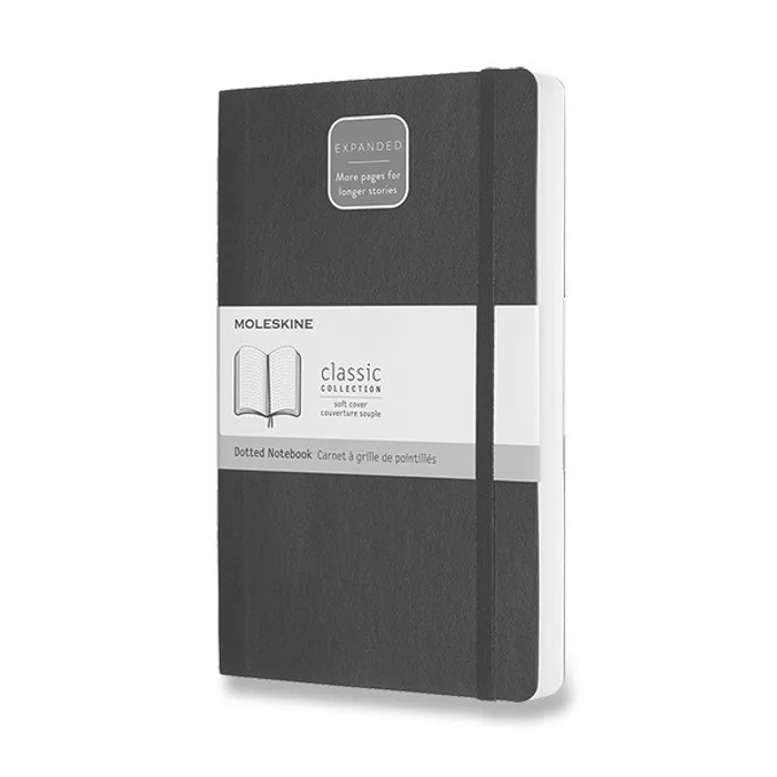 Główne zdjęcie produktu Zápisník Moleskine Expanded - měkké desky L, tečkovaný, černý
