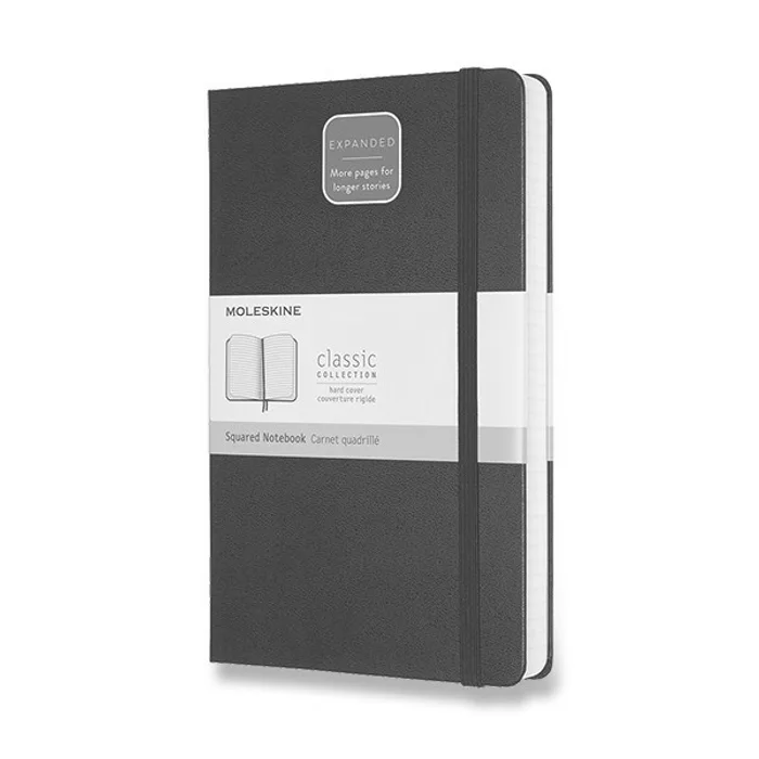 Główne zdjęcie produktu Zápisník Moleskine Expanded - tvrdé desky L, čtverečkovaný, černý
