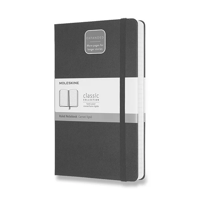 Główne zdjęcie produktu Zápisník Moleskine Expanded - tvrdé desky L, linkovaný, černý