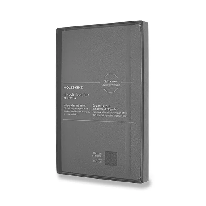 Główne zdjęcie produktu Zápisník Moleskine kožený - měkké desky L, linkovaný, černý