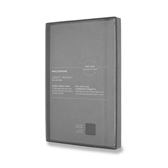 Główne zdjęcie produktu Zápisník Moleskine kožený - měkké desky L, linkovaný, modrý