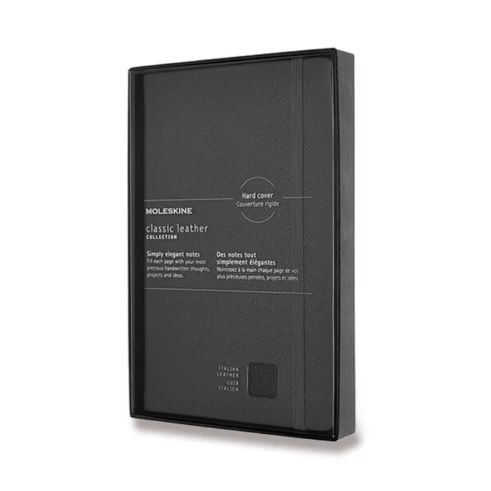 Główne zdjęcie produktu Zápisník Moleskine kožený - tvrdé desky L, linkovaný, černý