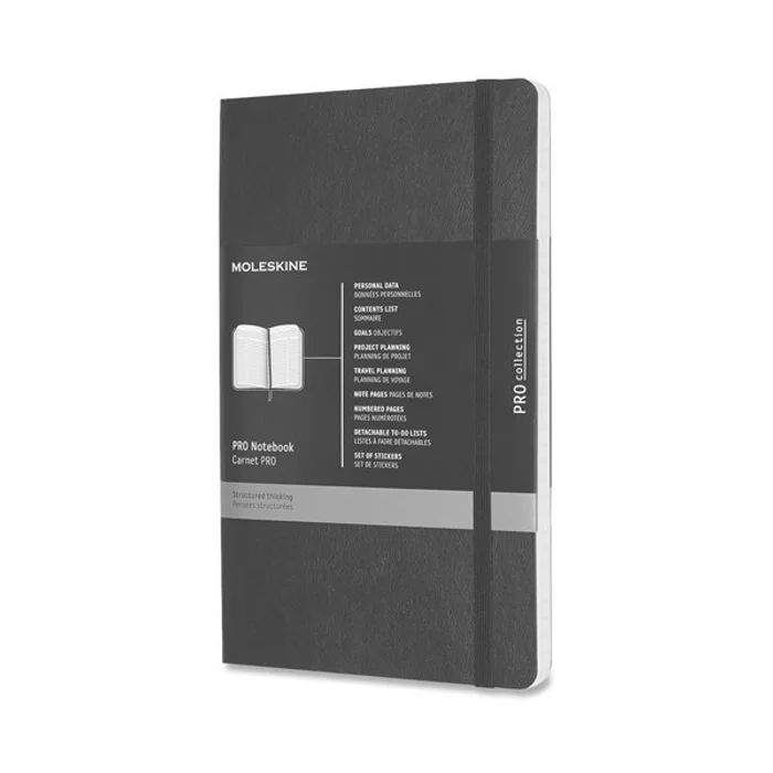 Główne zdjęcie produktu Zápisník Moleskine Professional - měkké desky L, černý, číslované strany