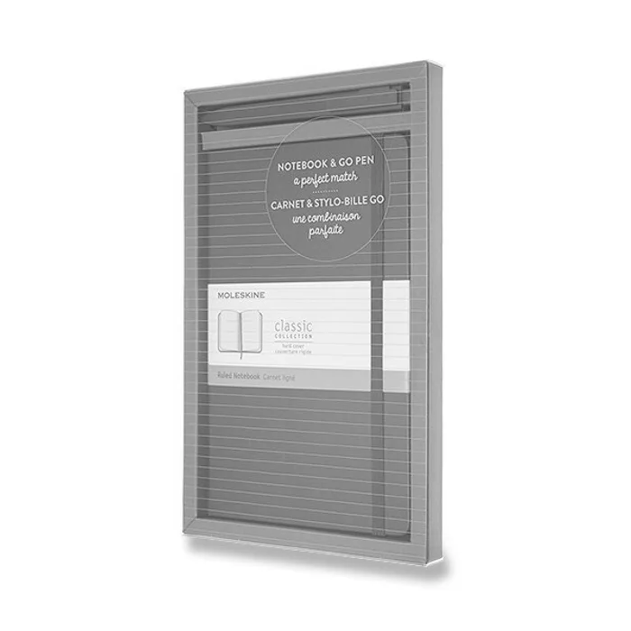 Główne zdjęcie produktu Zápisník Moleskine - tvrdé desky L, dárková sada s kuličkovou tužkou Go Pen, červená
