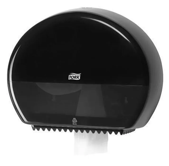 Główne zdjęcie produktu Zásobník na mini Jumbo toaletní papír T-Box Mini TORK 555008 černý T2 [1 ks]