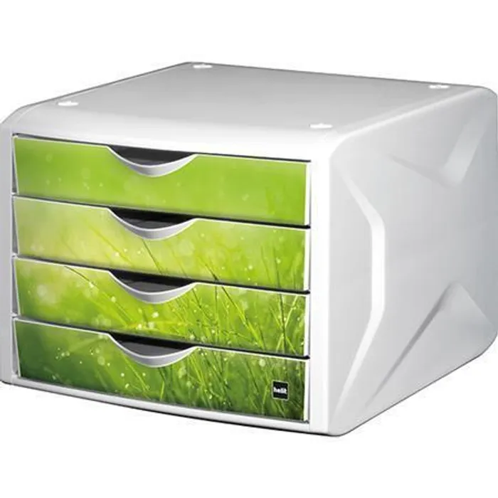 Główne zdjęcie produktu Zásuvkový box "Chameleon", 4 zásuvky, bílo-zelená, plast, HELIT