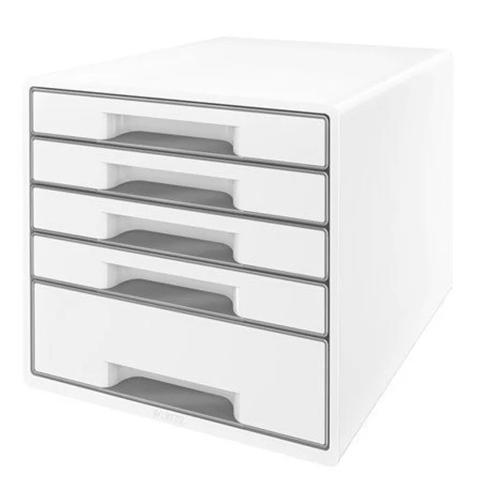 Główne zdjęcie produktu Zásuvkový box "Wow", bílá/šedá, plastový, 5 zásuvek, LEITZ