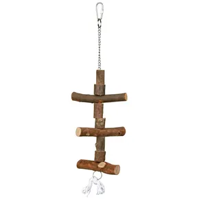 Wisząca zabawka wykonana z naturalnego drewna dla papug 40 cm