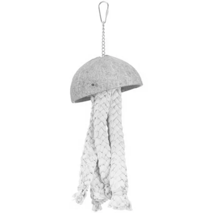 Główne zdjęcie produktu Závěsná přírodní hračka pro papoušky, kokos/banánové listy, 37 cm